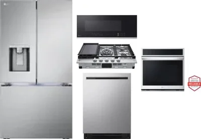 5 Piece Package Includes Refrigerator, Cooktop, Wall Oven, Microwave And Dishwasher