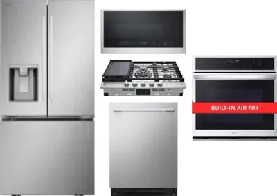 5 Piece Package Includes Refrigerator, Cooktop, Wall Oven, Microwave And Dishwasher