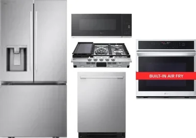 5 Piece Package Includes Refrigerator, Cooktop, Wall Oven, Microwave And Dishwasher