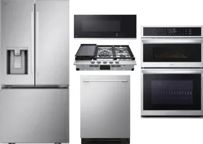 5 Piece Package Includes Refrigerator, Cooktop, Wall Oven, Microwave And Dishwasher