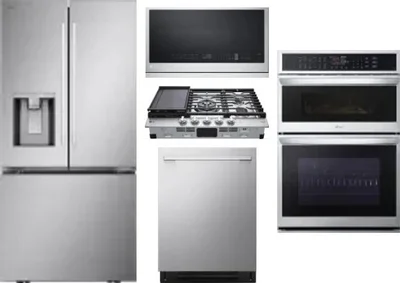 5 Piece Package Includes Refrigerator, Cooktop, Wall Oven, Microwave And Dishwasher