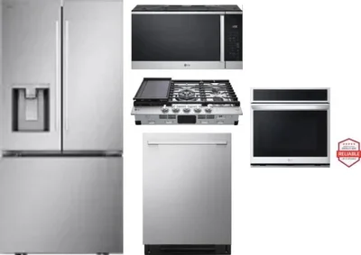 5 Piece Package Includes Refrigerator, Cooktop, Wall Oven, Microwave And Dishwasher