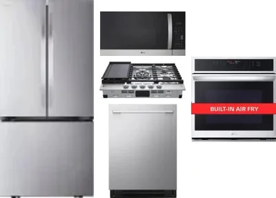 5 Piece Package Includes Refrigerator, Cooktop, Wall Oven, Microwave And Dishwasher