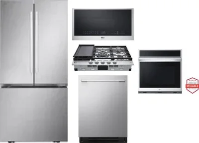 5 Piece Package Includes Refrigerator, Cooktop, Wall Oven, Microwave And Dishwasher