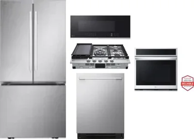 5 Piece Package Includes Refrigerator, Cooktop, Wall Oven, Microwave And Dishwasher