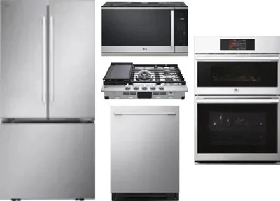 5 Piece Package Includes Refrigerator, Cooktop, Wall Oven, Microwave And Dishwasher