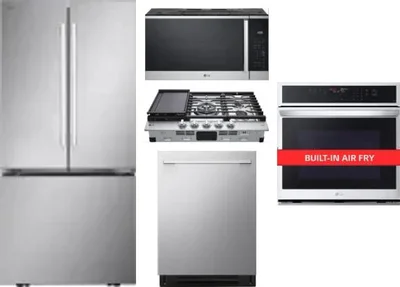 5 Piece Package Includes Refrigerator, Cooktop, Wall Oven, Microwave And Dishwasher