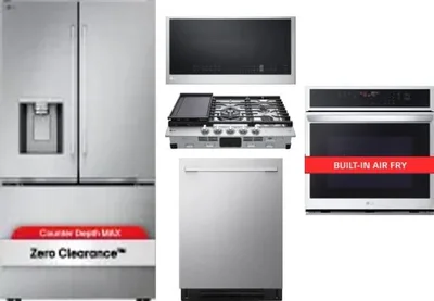5 Piece Package Includes Refrigerator, Cooktop, Wall Oven, Microwave And Dishwasher