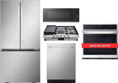 5 Piece Package Includes Refrigerator, Cooktop, Wall Oven, Microwave And Dishwasher