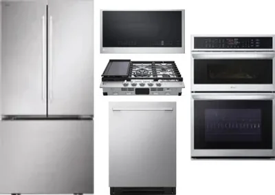 5 Piece Package Includes Refrigerator, Cooktop, Wall Oven, Microwave And Dishwasher