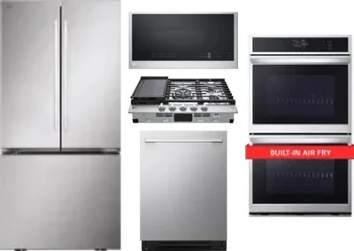 5 Piece Package Includes Refrigerator, Cooktop, Wall Oven, Microwave And Dishwasher
