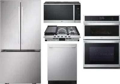 5 Piece Package Includes Refrigerator, Cooktop, Wall Oven, Microwave And Dishwasher