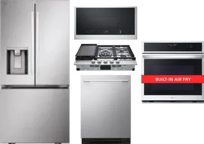 5 Piece Package Includes Refrigerator, Cooktop, Wall Oven, Microwave And Dishwasher