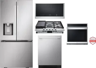 5 Piece Package Includes Refrigerator, Cooktop, Wall Oven, Microwave And Dishwasher