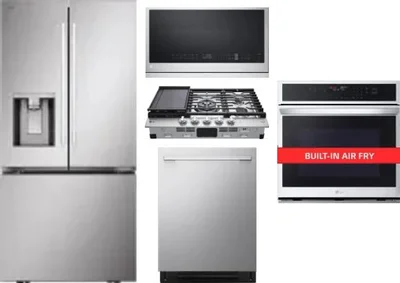 5 Piece Package Includes Refrigerator, Cooktop, Wall Oven, Microwave And Dishwasher