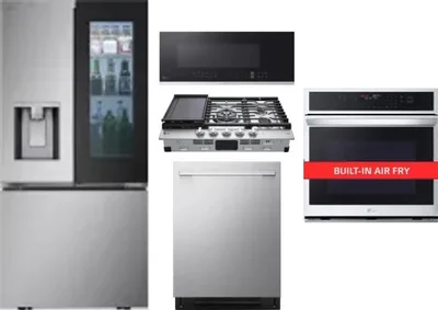 5 Piece Package Includes Refrigerator, Cooktop, Wall Oven, Microwave And Dishwasher