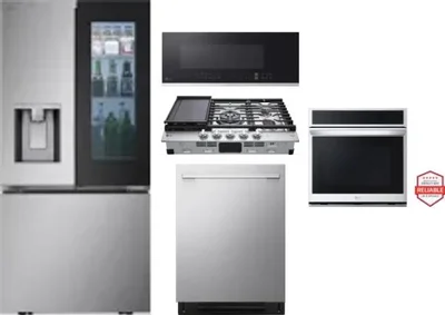 5 Piece Package Includes Refrigerator, Cooktop, Wall Oven, Microwave And Dishwasher