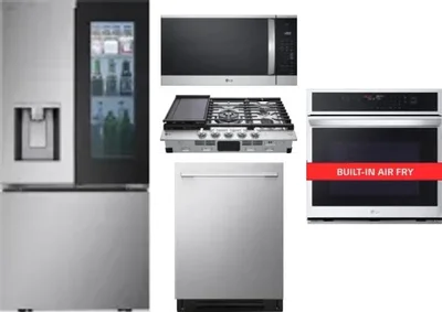 5 Piece Package Includes Refrigerator, Cooktop, Wall Oven, Microwave And Dishwasher