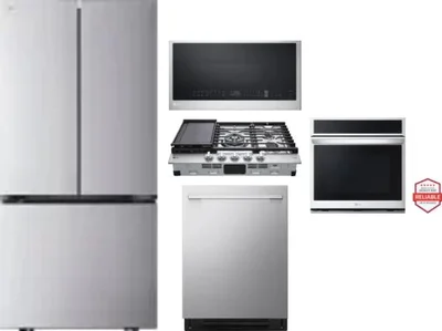 5 Piece Package Includes Refrigerator, Cooktop, Wall Oven, Microwave And Dishwasher