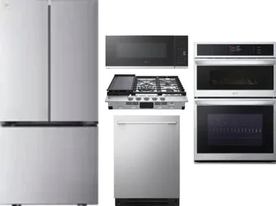 5 Piece Package Includes Refrigerator, Cooktop, Wall Oven, Microwave And Dishwasher