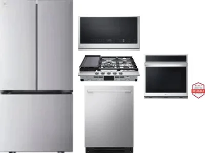 5 Piece Package Includes Refrigerator, Cooktop, Wall Oven, Microwave And Dishwasher