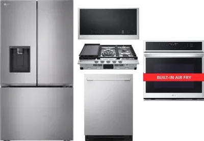 5 Piece Package Includes Refrigerator, Cooktop, Wall Oven, Microwave And Dishwasher