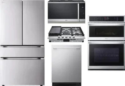 5 Piece Package Includes Refrigerator, Cooktop, Wall Oven, Microwave And Dishwasher