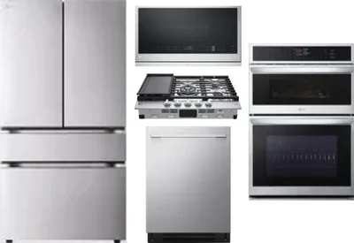 5 Piece Package Includes Refrigerator, Cooktop, Wall Oven, Microwave And Dishwasher