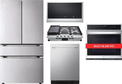 5 Piece Package Includes Refrigerator, Cooktop, Wall Oven, Microwave And Dishwasher