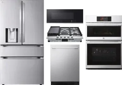 5 Piece Package Includes Refrigerator, Cooktop, Wall Oven, Microwave And Dishwasher