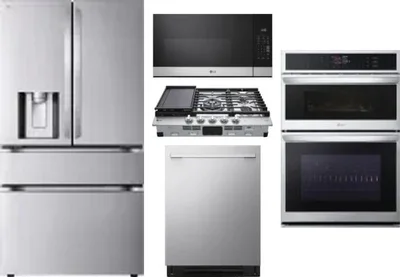 5 Piece Package Includes Refrigerator, Cooktop, Wall Oven, Microwave And Dishwasher