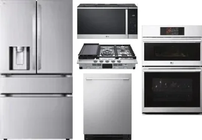 5 Piece Package Includes Refrigerator, Cooktop, Wall Oven, Microwave And Dishwasher