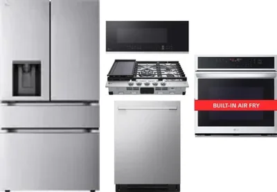 5 Piece Package Includes Refrigerator, Cooktop, Wall Oven, Microwave And Dishwasher