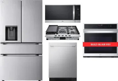 5 Piece Package Includes Refrigerator, Cooktop, Wall Oven, Microwave And Dishwasher