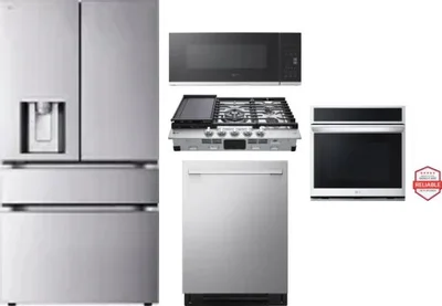 5 Piece Package Includes Refrigerator, Cooktop, Wall Oven, Microwave And Dishwasher