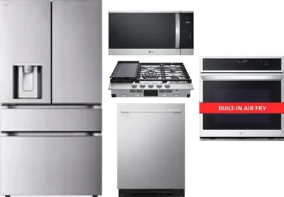 5 Piece Package Includes Refrigerator, Cooktop, Wall Oven, Microwave And Dishwasher