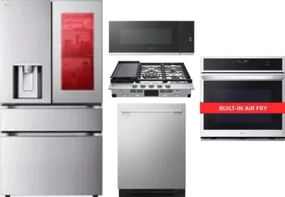5 Piece Package Includes Refrigerator, Cooktop, Wall Oven, Microwave And Dishwasher
