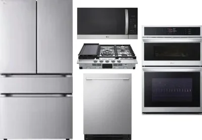 5 Piece Package Includes Refrigerator, Cooktop, Wall Oven, Microwave And Dishwasher
