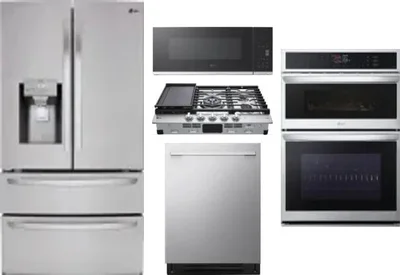5 Piece Package Includes Refrigerator, Cooktop, Wall Oven, Microwave And Dishwasher