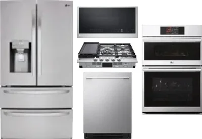 5 Piece Package Includes Refrigerator, Cooktop, Wall Oven, Microwave And Dishwasher