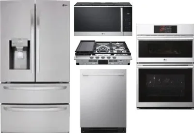5 Piece Package Includes Refrigerator, Cooktop, Wall Oven, Microwave And Dishwasher
