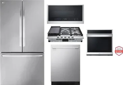 5 Piece Package Includes Refrigerator, Cooktop, Wall Oven, Microwave And Dishwasher