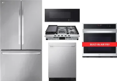 5 Piece Package Includes Refrigerator, Cooktop, Wall Oven, Microwave And Dishwasher