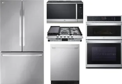 5 Piece Package Includes Refrigerator, Cooktop, Wall Oven, Microwave And Dishwasher