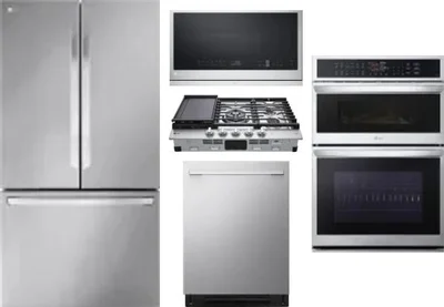 5 Piece Package Includes Refrigerator, Cooktop, Wall Oven, Microwave And Dishwasher