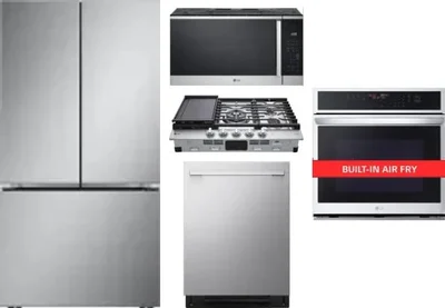 5 Piece Package Includes Refrigerator, Cooktop, Wall Oven, Microwave And Dishwasher