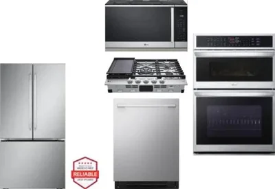 5 Piece Package Includes Refrigerator, Cooktop, Wall Oven, Microwave And Dishwasher