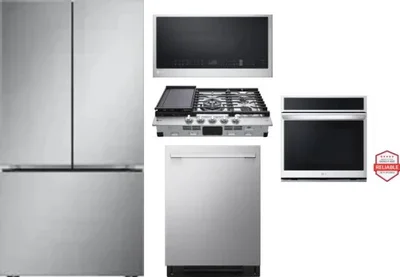 5 Piece Package Includes Refrigerator, Cooktop, Wall Oven, Microwave And Dishwasher