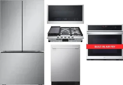 5 Piece Package Includes Refrigerator, Cooktop, Wall Oven, Microwave And Dishwasher
