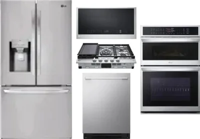 5 Piece Package Includes Refrigerator, Cooktop, Wall Oven, Microwave And Dishwasher